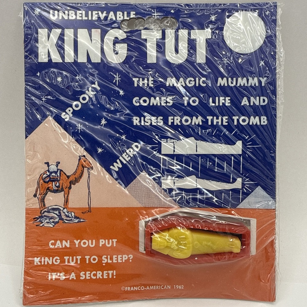 Antique King Tut Magic Mummy Magnetic Toy New Franco American 1962 Vtg Yellow